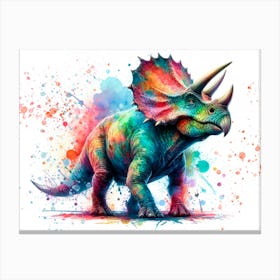 Triceratops dinosaur in watercolor 1 Canvas Print