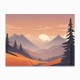 Misty mountains horizontal background in orange tone 14 Canvas Print