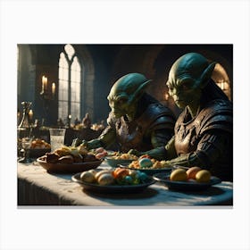 Default Easter Dinner With Goliath Aliens Dramatic Lighting Co 3 Canvas Print