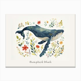 Little Floral Humpback Whale 2 Poster Canvas Print