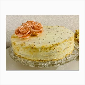 Cake With Roses Canvas Print