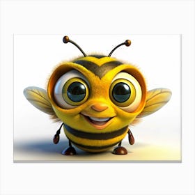 Cartoon Bee With Big Eyes Canvas Print