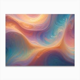 Abstract Image With Swirling Colors Of Blue, Orange, Purple, And Yellow, Resembling A Fluid Or Liquid Substance Canvas Print