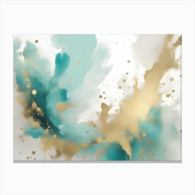 White Background With Gold And Pale Teal Accents Pain Canvas Print