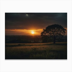 Sunset Over A Field 3 Canvas Print