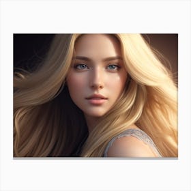 Girl With Long, Wavy Blonde Hair Canvas Print
