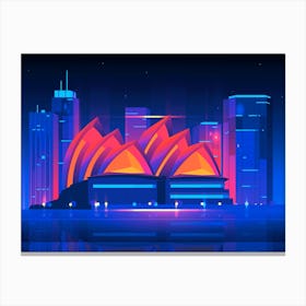 Synthwave Neon City - Sydney, Australia Canvas Print