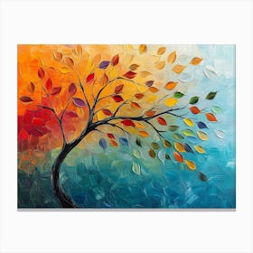 Vibrant Tree with Colorful Leaves 3d Abstract Painting 1 Canvas Print