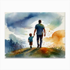 Father And Son Walking Father's Day 4 Canvas Print