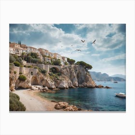 Mediterranean Village On The Coast Canvas Print