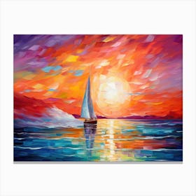Sailboat At Sunset 2 Canvas Print