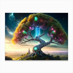 Cyber Tree City Canvas Print