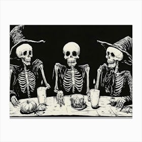 Skeletons At The Table 5 Canvas Print