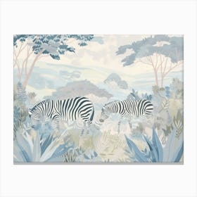 Zebras Tropical Jungle Illustration 1 Canvas Print