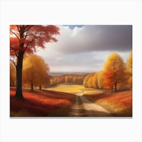 Default Golden Autumn View A Picture Of An Autumn Landscape Canvas Print