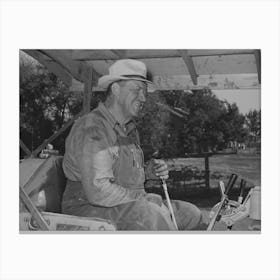 Wheat Farmer On Caterpillar Tractor Used To Draw Combine, Whitman County, Washington By Russell Lee Canvas Print