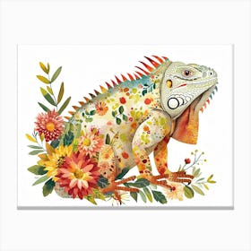 Little Floral Iguana 2 Canvas Print