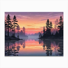 Sunset In The Forest Canvas Print