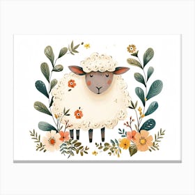 Little Floral Sheep 4 Canvas Print