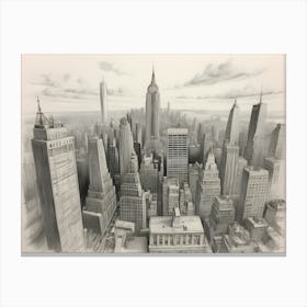 New York Drawing Watercolor 1 Canvas Print