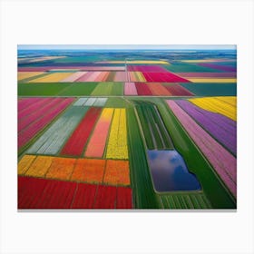 Tulip Fields Bird's Eye View Canvas Print