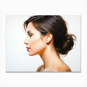 Side Profile Of Beautiful Woman Oil Painting 96 Canvas Print