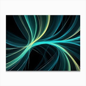 Abstract Image Of Swirling, Glowing Lines In Shades Of Teal And Yellow Against A Black Background Canvas Print