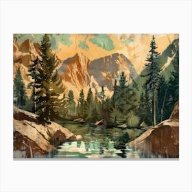 Retro Woods Illustration 7 Canvas Print