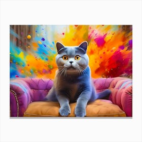 Cat Sitting On A Couch Canvas Print