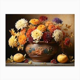 Autumn Flowers In A Vase 2 Canvas Print