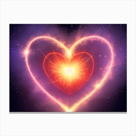 A Colorful Glowing Heart On A Dark Background Horizontal Composition 43 Canvas Print