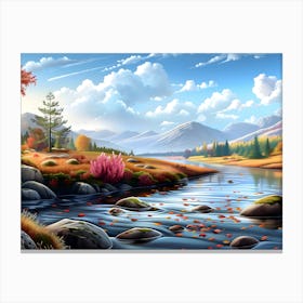 The River's Autumn Journey Canvas Print
