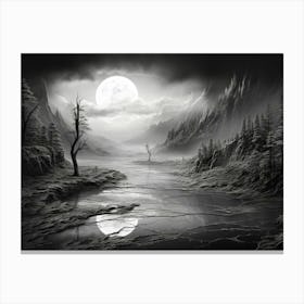 Ethereal Landscape Abstract Black And White 2 Canvas Print