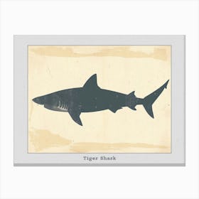 Tiger Shark Grey Silhouette 6 Poster Canvas Print