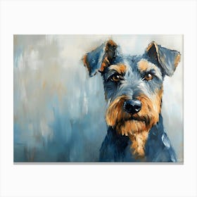 Minimal Terrier Blue And Beige 3 Canvas Print