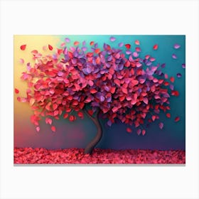 Elegant Colorful Tree With Colorful Leaves 1 Canvas Print