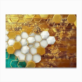 A Golden Grain Field Artwork In Oil On Canvas Style, Featuring Golden Hexagons Painting Canvas Print