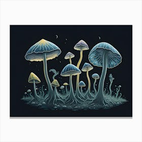 Neon Mushrooms (10) 2 Canvas Print