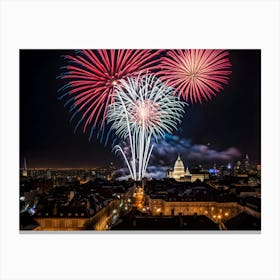 Fireworks In City 8 Canvas Print