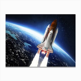 Space shuttle, Earth - liftoff — space poster, space art, photo poster, space collage 1 Canvas Print