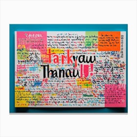 A Multilingual Greeting Card Featuring The Word Thank You In Diverse Scripts Including Chinese Ge (2) Canvas Print