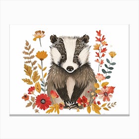 Little Floral Badger 1 Canvas Print