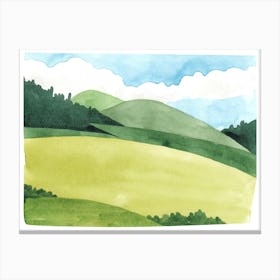 Watercolor Of A Green Hill Canvas Print