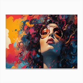 Colorful Woman In Sunglasses Canvas Print