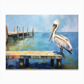 Pelican On Dock 3 Canvas Print