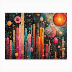 Analog Fusion: A Tapestry of Mixed Media Masterpieces Stella' Canvas Print