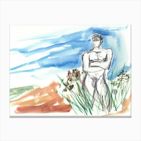 Poster Print Giclee Wall Art Adult Mature Explicit Homoerotic Erotic Man Male Nude Gay Art Drawing Artwork 009 Canvas Print