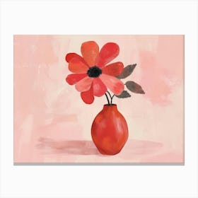 Red Flower In A Vase Canvas Print