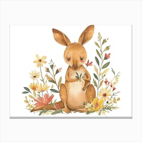 Little Floral Kangaroo 3 Canvas Print