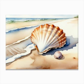 Seashell on the beach, watercolor painting 14 Canvas Print